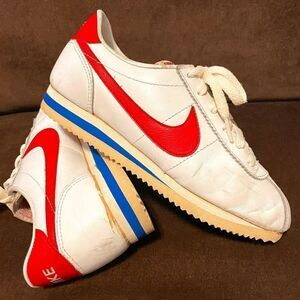 Rare Forest Gump VINTAGE 1982 NIKE LEATHER CORTEZ Womens 7.5 US White Red